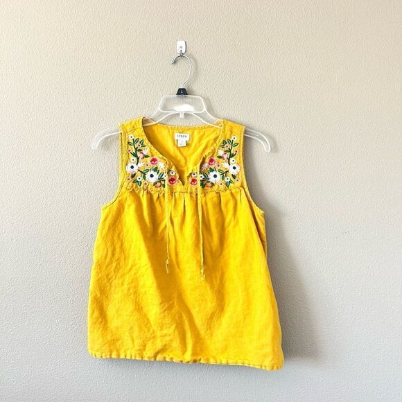 J. Crew Embroidered Tie-Neck Linen/Cotton Top - Picture 1 of 8